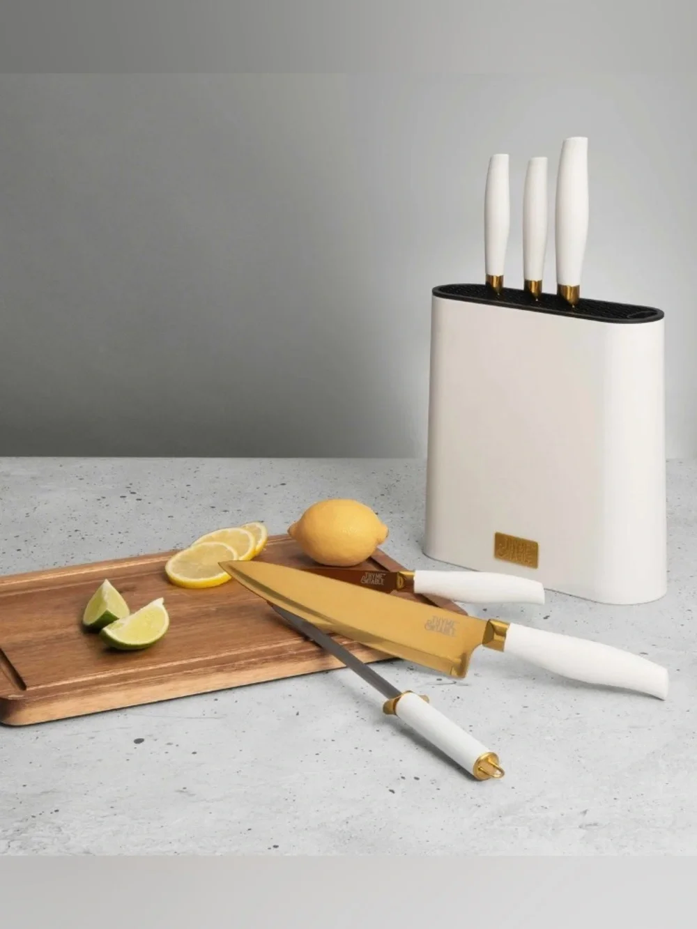 Thyme & Table✨⭐️💛🤍💚Luxe Collection 7-Piece Knife Block Set - Mint Color